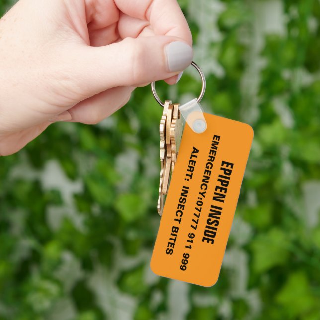 Emergency EPIPEN IN BAG,Custom Allergy Alert Key Ring (Hand)