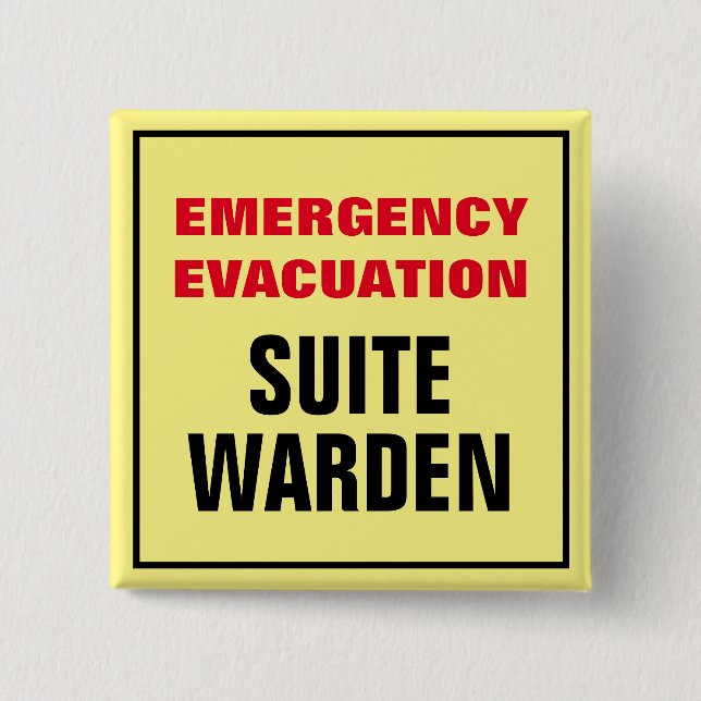 Emergency Evacuation Fire Drill Floor Suite Warden 15 Cm Square Badge (Front)