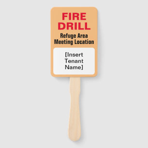 Emergency Evacuation Fire Drill Tenant Locate Sign Hand Fan