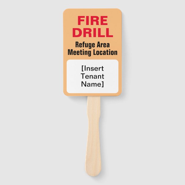Emergency Evacuation Fire Drill Tenant Locate Sign Hand Fan (Front)