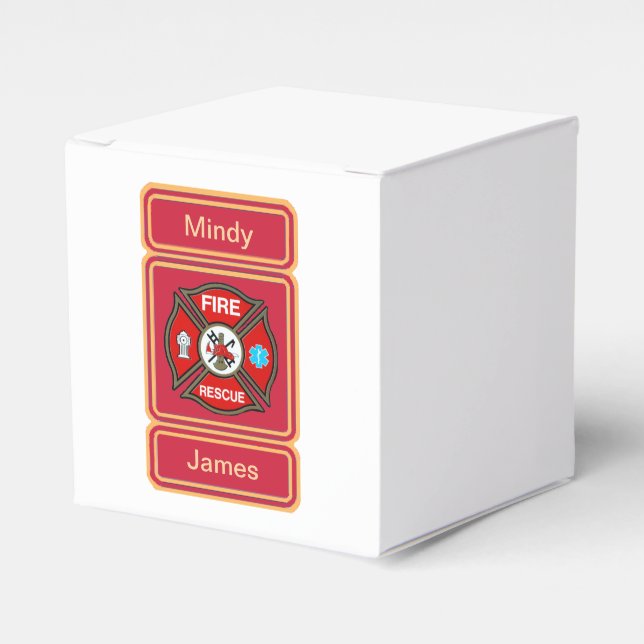 Emergency Fire Rescue EMT Wedding Favour Box (Front Side)