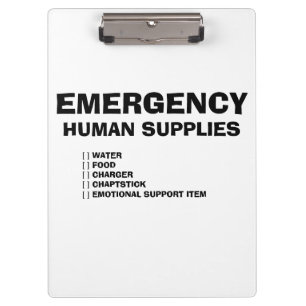 Emergency Human Supplies Clipboard