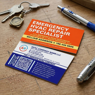 Emergency HVAC Repair Specialist   24/7 Services Business Card