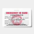 Emergency ID Medical Card Badge