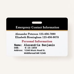 Emergency Medical Alert ID Card Custom Badge ID Badge