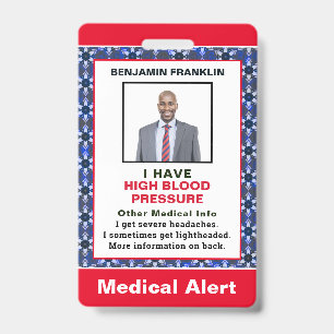 Emergency Medical Alert Photo Id Identification  Badge