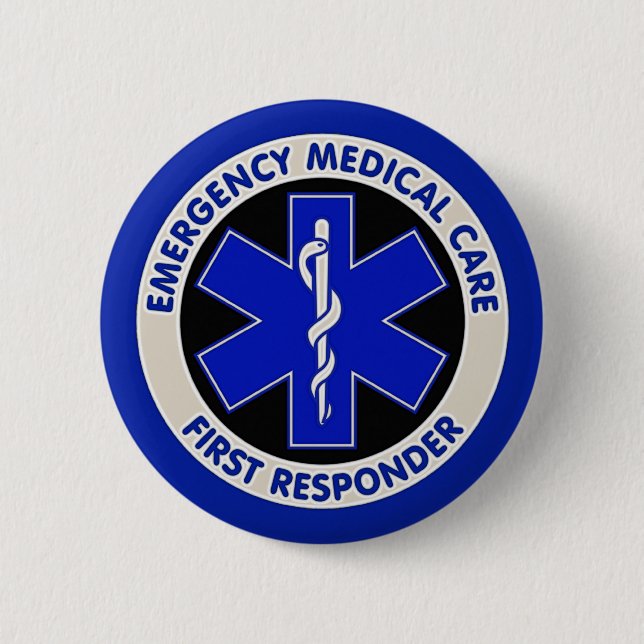 Emergency Medical Care First Responder 6 Cm Round Badge (Front)