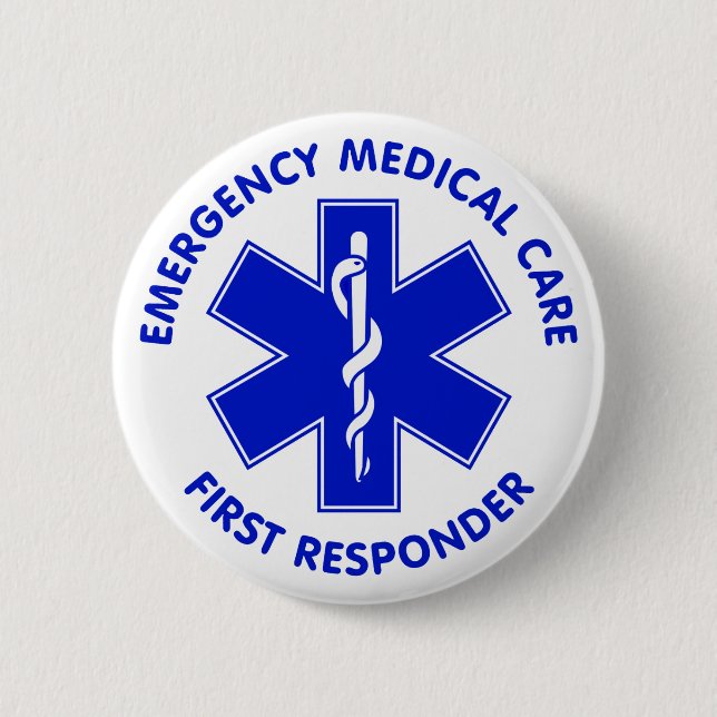 Emergency Medical Care First Responder 6 Cm Round Badge (Front)