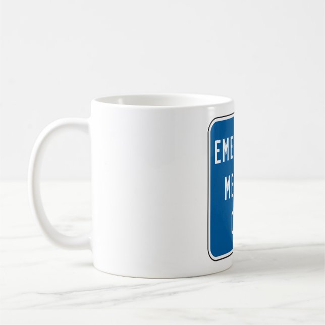 Emergency Medical Care Road Sign Coffee Mug (Left)
