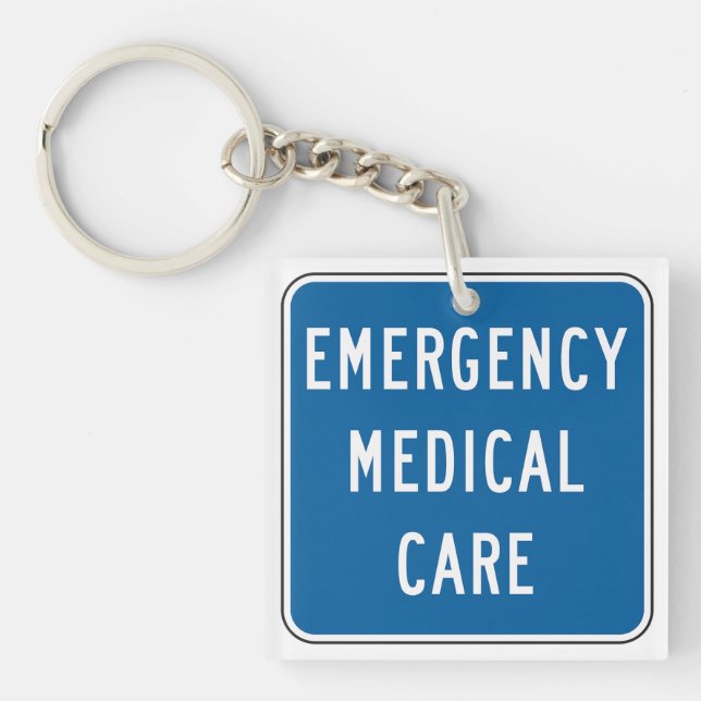 Emergency Medical Care Road Sign Key Ring (Front)