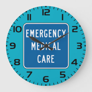 Emergency Medical Care Road Sign Large Clock