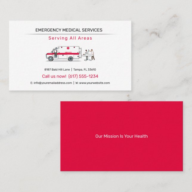 Emergency Medical Services | Ambulance Business Card (Front/Back)