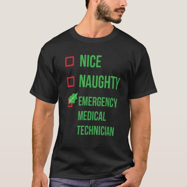 Emergency Medical Technician Funny Pajama Christma T-Shirt (Front)