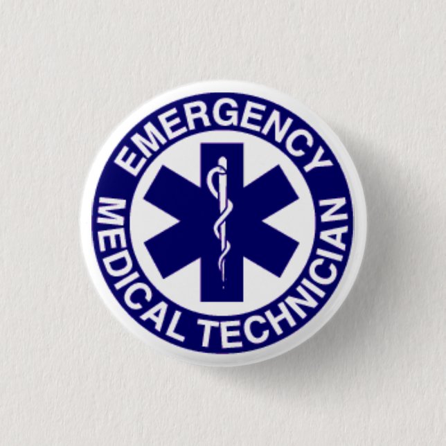 EMERGENCY MEDICAL TECHNICIANS EMT 3 CM ROUND BADGE (Front)