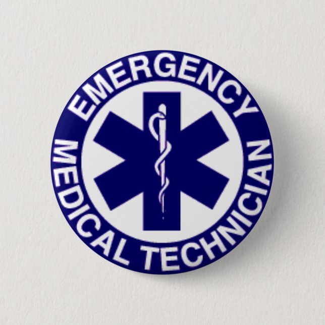 EMERGENCY MEDICAL TECHNICIANS EMT 6 CM ROUND BADGE (Front)