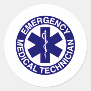 EMERGENCY MEDICAL TECHNICIANS EMT CLASSIC ROUND STICKER