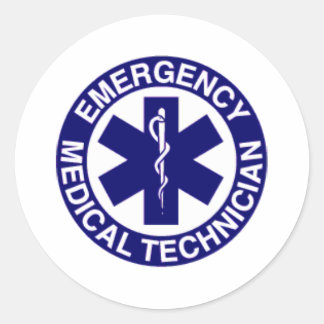 EMERGENCY MEDICAL TECHNICIANS EMT CLASSIC ROUND STICKER