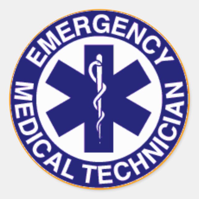EMERGENCY MEDICAL TECHNICIANS EMT CLASSIC ROUND STICKER (Front)