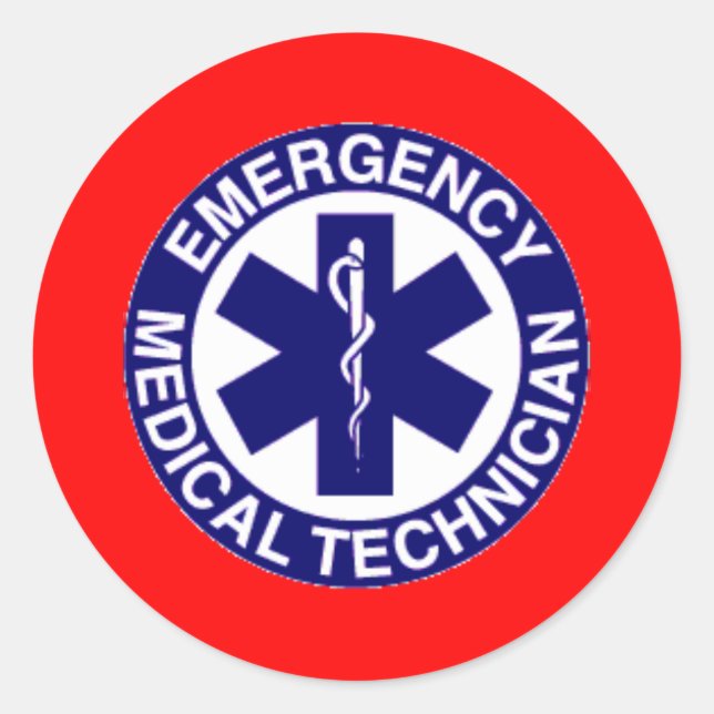 EMERGENCY MEDICAL TECHNICIANS EMT CLASSIC ROUND STICKER (Front)
