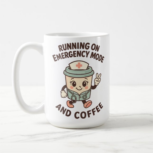 Emergency Mode Active – Fuelled by Coffee Coffee Mug (Left)