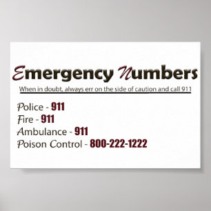 Emergency numbers poster