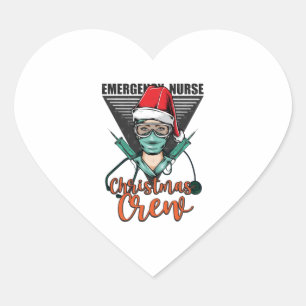 Emergency Nurse Christmas Crew Heart Sticker