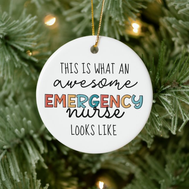 Emergency Nurse Funny Awesome ER Nurse Gifts Ceramic Tree Decoration (Tree)