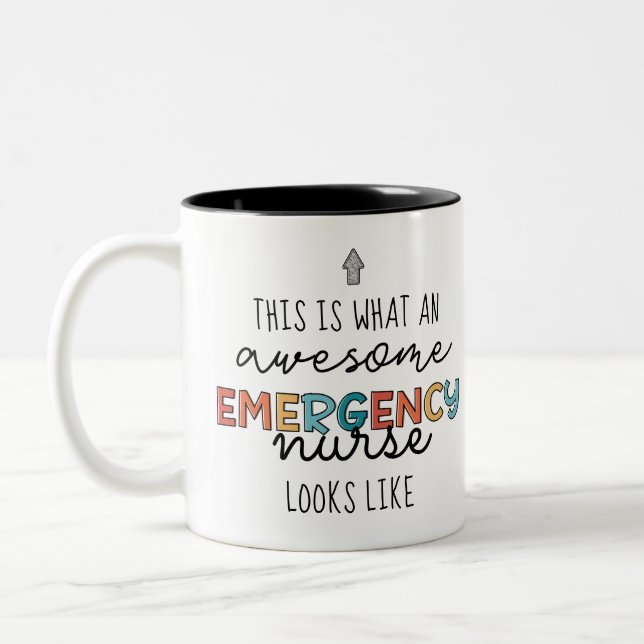 Emergency Nurse Funny Awesome ER Nurse Gifts Two-Tone Coffee Mug (Left)