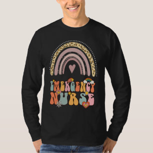 Emergency Nurse Groovy Retro Vintage Rainbow Cute T-Shirt