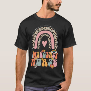 Emergency Nurse Groovy Retro Vintage Rainbow Cute T-Shirt