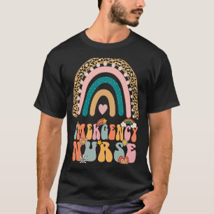 Emergency Nurse Groovy Retro Vintage Rainbow Cute T-Shirt