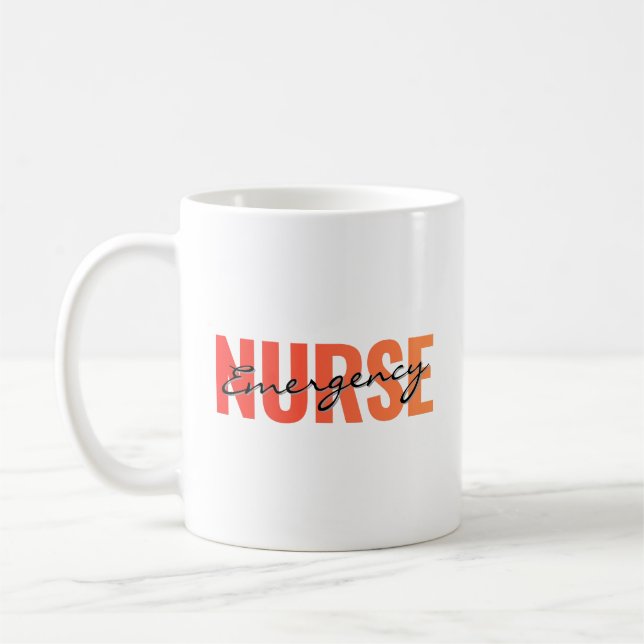 Emergency Nurse Life Bold Typography Coffee Mug (Left)
