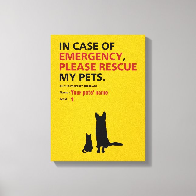 Emergency Panel (dog & cat) Canvas Print (Front)