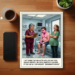 Emergency Room Gender Reveal Cartoon Postcard