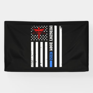 Emergency Room Nurse US Flag Banner