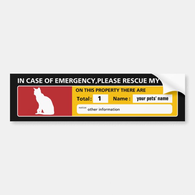 Emergency Sticker (cat) (Front)