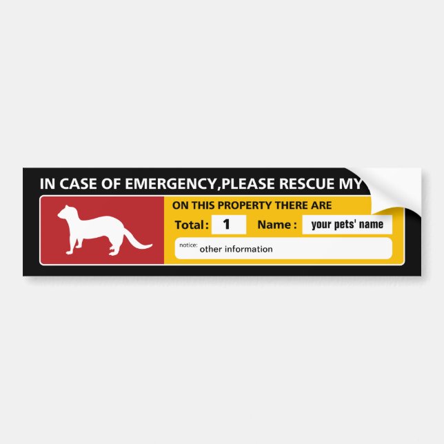 Emergency Sticker (ferret) (Front)