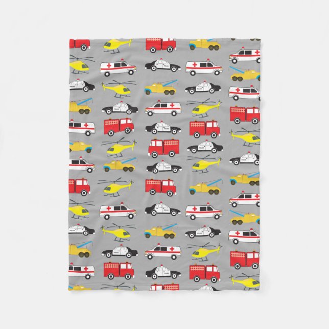 Emergency Vehicles Transportation  Fleece Blanket (Front)