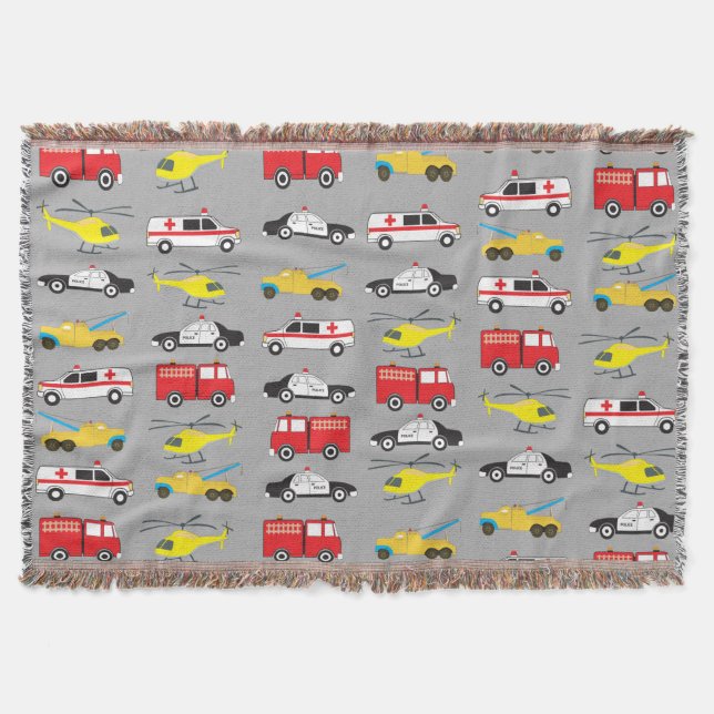 Emergency Vehicles Transportation Throw Blanket (Front)