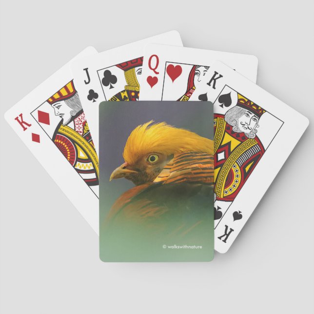 Emerging from the Green: Golden Pheasant Playing Cards (Back)