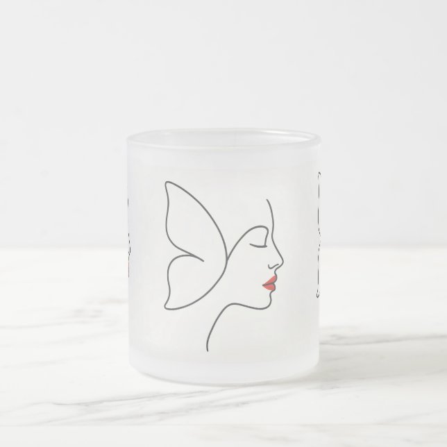 Emerging Wings – Hidden Butterfly Healing Portrait Frosted Glass Coffee Mug (Center)