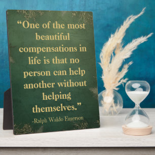 Emerson Helping Quote   Vintage Green Tabletop  Plaque