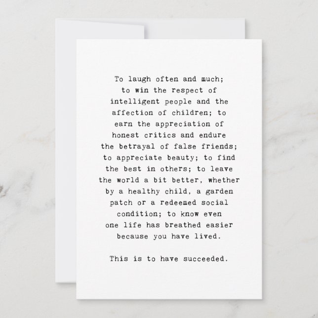 Emerson inspirational quote about success thank you card (Front)