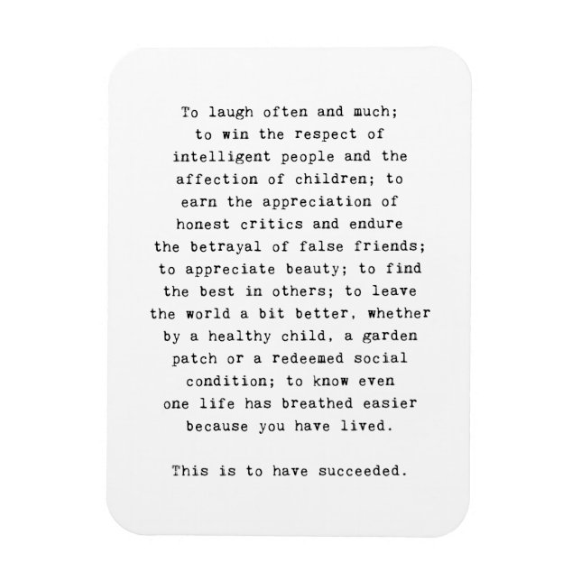 Emerson inspirational quote fridge magnet success (Vertical)