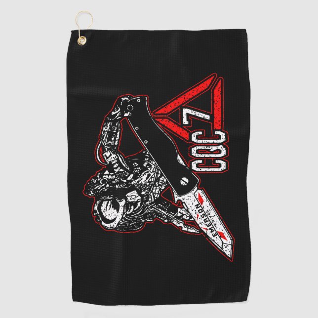 Emerson Knives CQC-7 Predator White Golf Towel (Front)