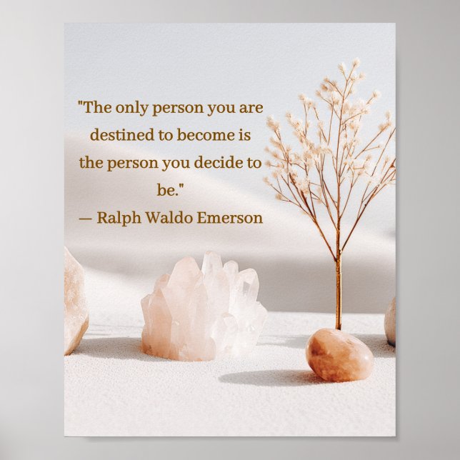 Emerson Mindset Quote Poster with Crystals  (Front)