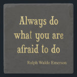 Emerson Quote Gold Faux Glitter Inspirational Stone Coaster<br><div class="desc">Use our cool template, artwork, photo, graphic, or illustration, then add a name, text, quote, or monogram to create your own custom or monogrammed marble coaster. Click the "Customise it!" button to make it totally customised. These stone coasters are perfect for cocktail parties or dinners and make great gifts for...</div>
