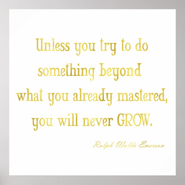 Emerson Quote Gold Faux Glitter Metallic Sequins Poster (Front)