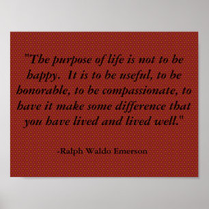 Emerson Quote on Life, Inspirational Poster