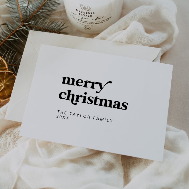 EMERY Black Easy Retro Fun Simple Merry Christmas Holiday Card (EMERY Black Easy Retro Fun Simple Merry Christmas Holiday Card)